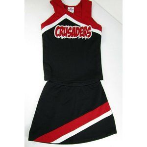 NEW CRUSADES Cheerleader Uniform Cheer Outfit Youth Teen 32" Top 24 Waist RED